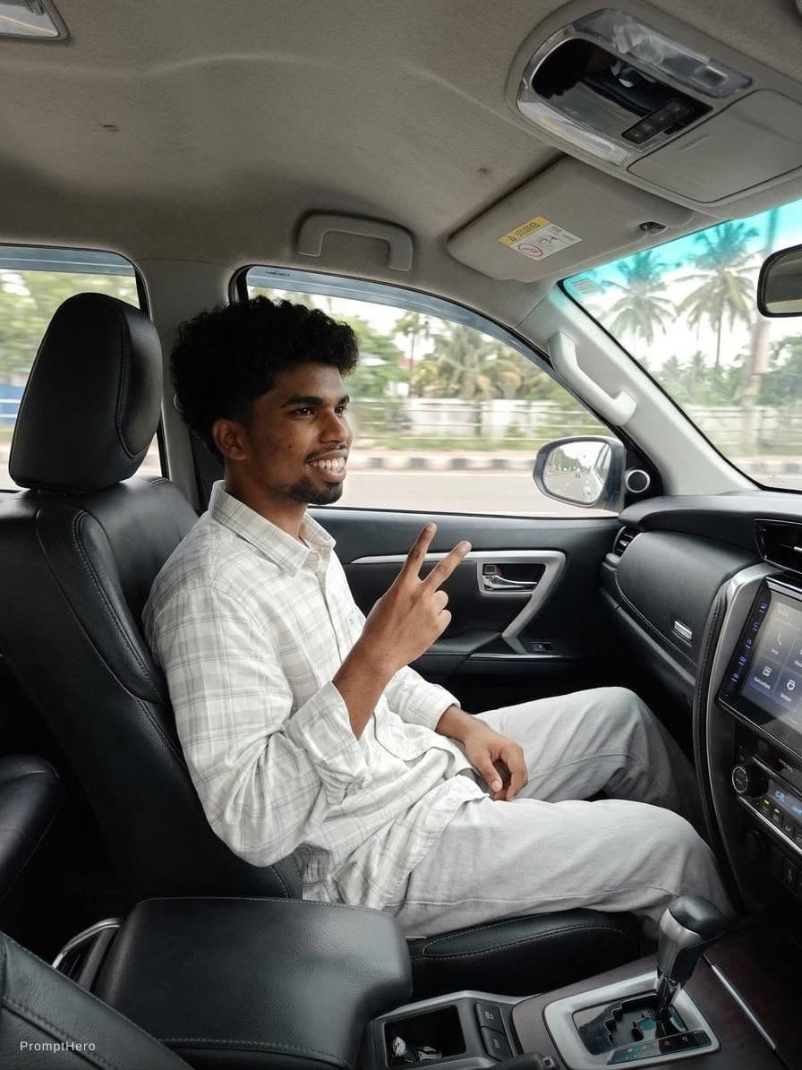 AI generated: Sitting in
 side fortuner 
