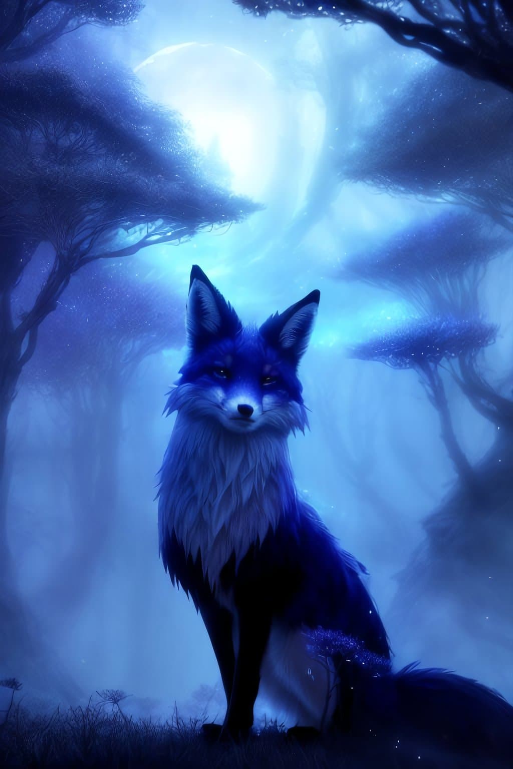 AI generated: Mystical fox with nine tailes, in the style of Ori and the Blind Forest, epic, fantasy, intricate, h...