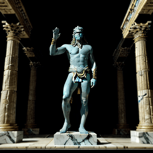 AI generated: Prometheus, clad in regal attire, addresses a gathering of gods and mortals, his voice echoing with ...