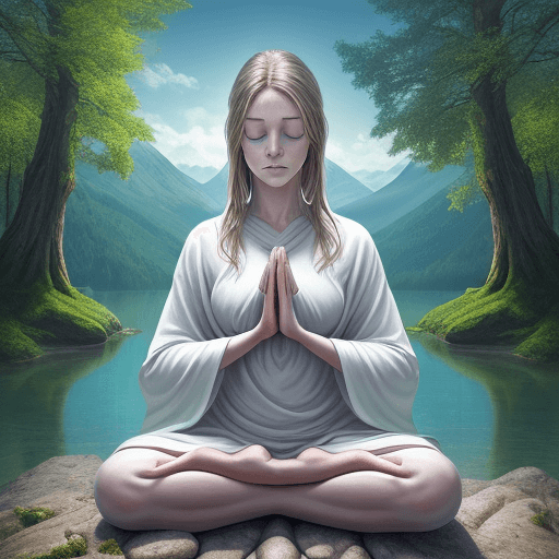 AI generated: create a hyper realistic image with the concept of mental self-care, a person meditating or praying ...