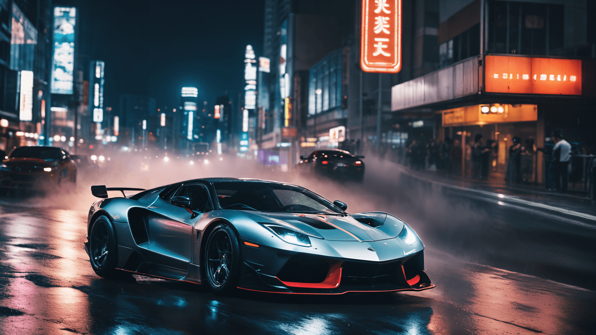 AI generated: Masterpiece, Best Quality Action Movie poster of (supercars, muscle cars and hotrods) racing through...