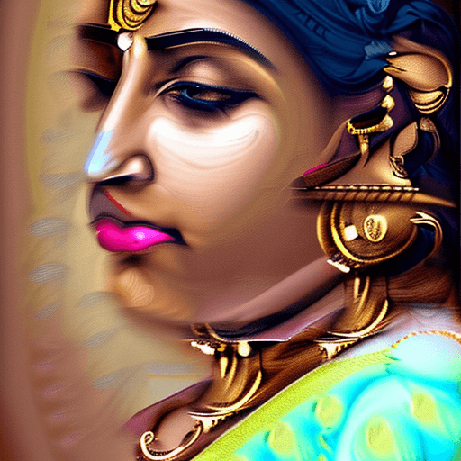 AI generated: Indian woman in a sari posing for a picture, bare front, sexy gaze, dark strokes, no watermarks, bro...
