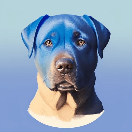 AI generated: A simplified illustration of a Labrador dog head in a blue gradient, viewed from a direct and fronta...