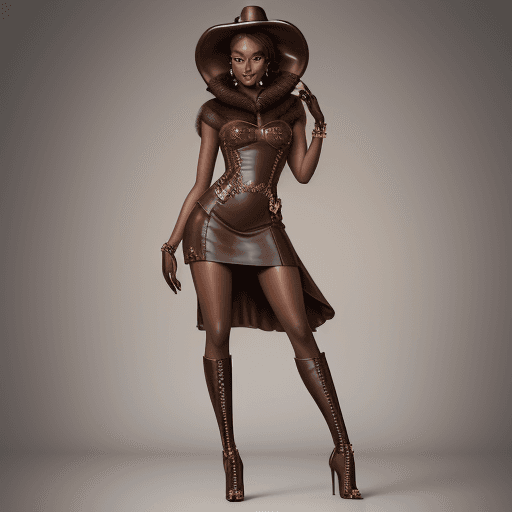 AI generated: full body of the model. model: epic realism. dark skin lady with bold  makeup embodies a high fashio...