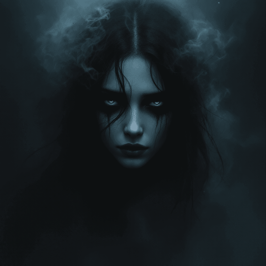 AI generated: Create a hauntingly beautiful portrait for a character named "Hollow." The figure should be a shadow...