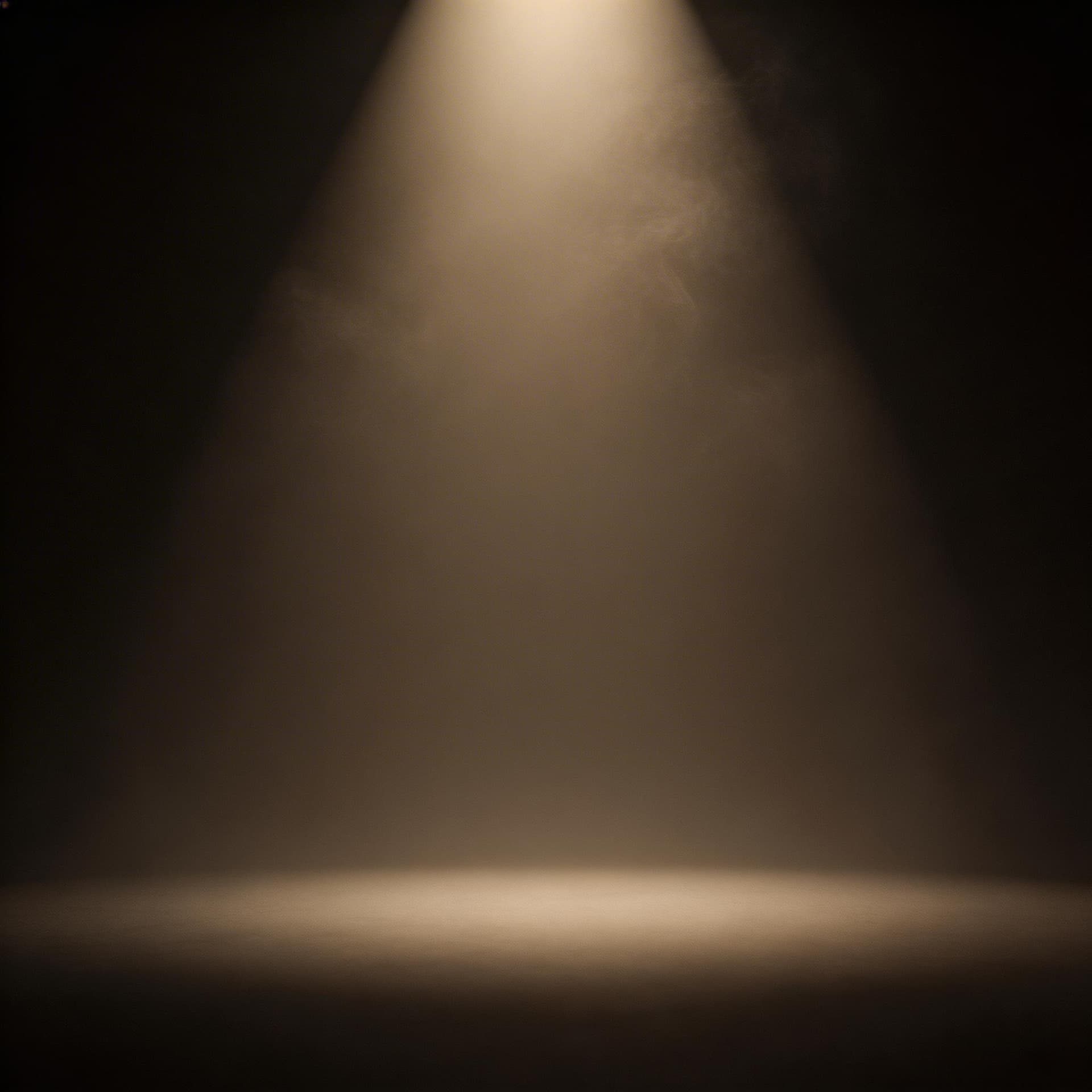 AI generated: dark minimal background with soft spotlight from above, subtle mist, dramatic shadows around edges, ...