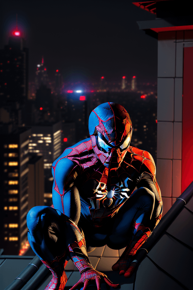 AI generated: Hyper realistic exterior photo of spider-man wearing ninja robes, spiderman and ninja mash up, spide...