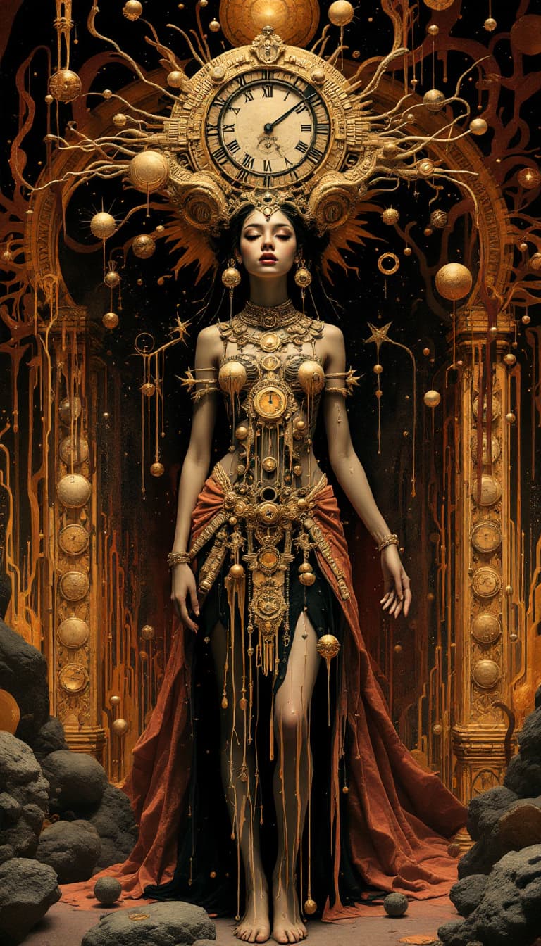 AI generated: By Salvador Dalí and Alberto Vargas and Jhonen Vasquez, a hyper realistic full body artwork depictin...