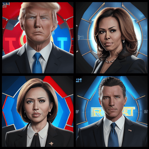 AI generated: Gavin Newsom, Kamala Harris, Hillary Clinton, Michelle Obama, Robert F. Kennedy and and the wrester ...