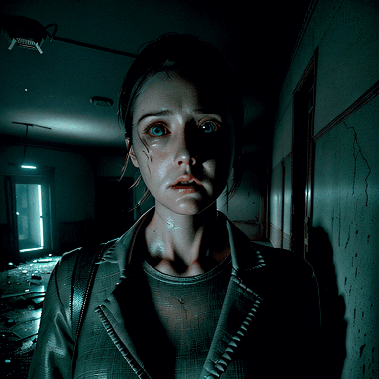 AI generated: an ultra realistic portrait of a retro ghost hunter, alan wake, investigating an abandoned eerie men...