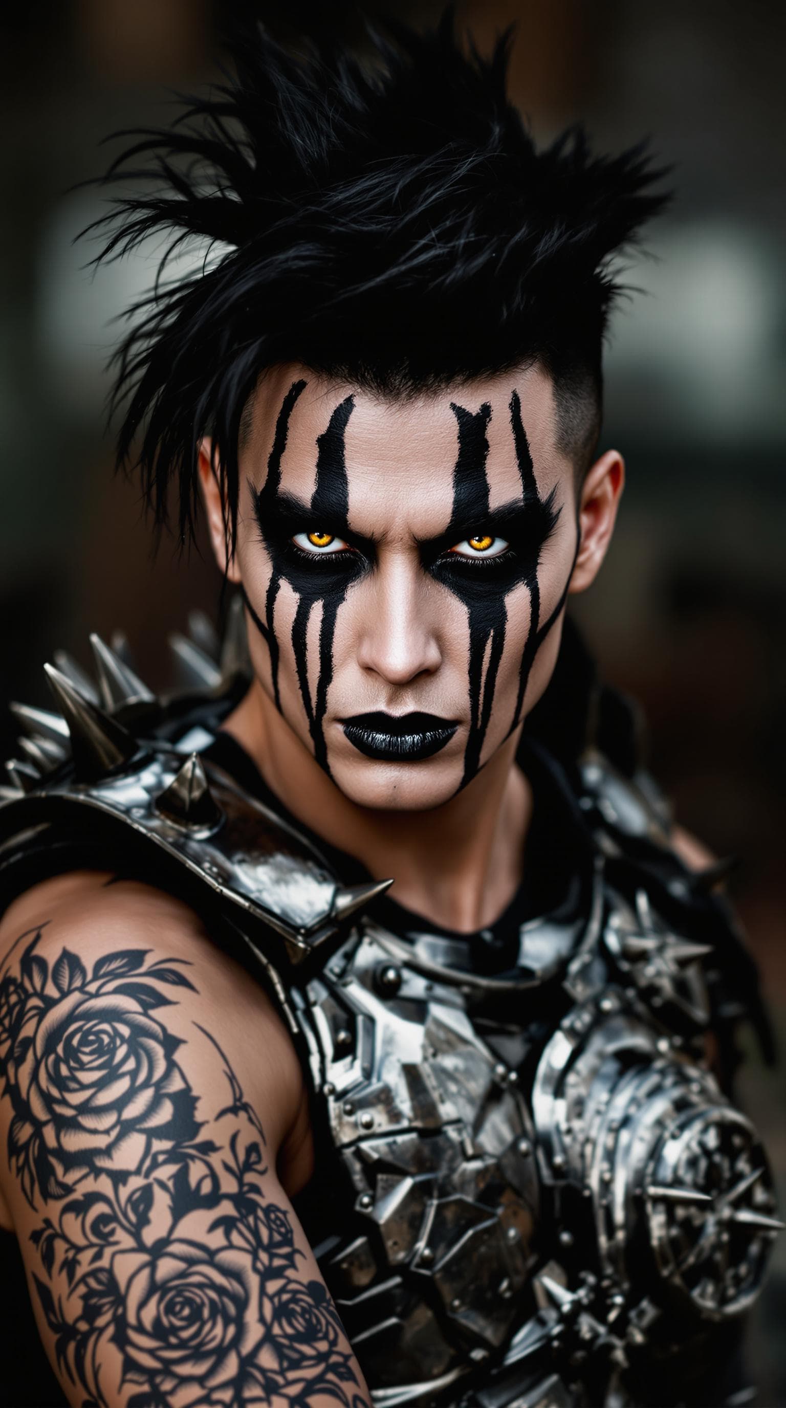 AI generated: The image features a striking figure with an intense expression, showcasing a unique and bold aesthe...