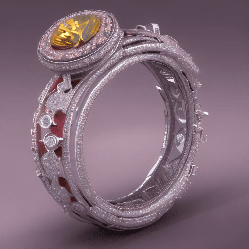 AI generated: a jewelry design,sakura-themed ring, gemstones and diamonds,luxury, closeup, product view,trending o...