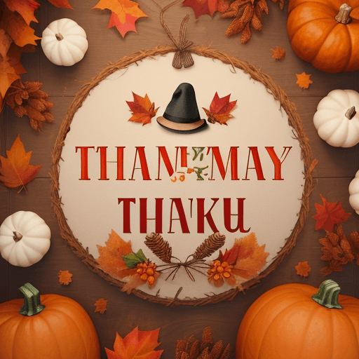 AI generated: **AI Image Prompt:**

"Create an illustrated, festive Thanksgiving graphic. Show the phrase 'Happy T...