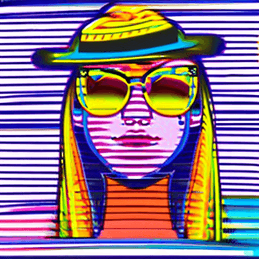 AI generated: an illustration of a girl wearing sunglasses and hat, in the style of mike deodato, bold and colorfu...