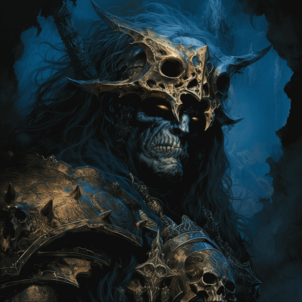 AI generated: art of the slayer, the first book of the warhammer lords of shadow i, in the style of grotesque beau...