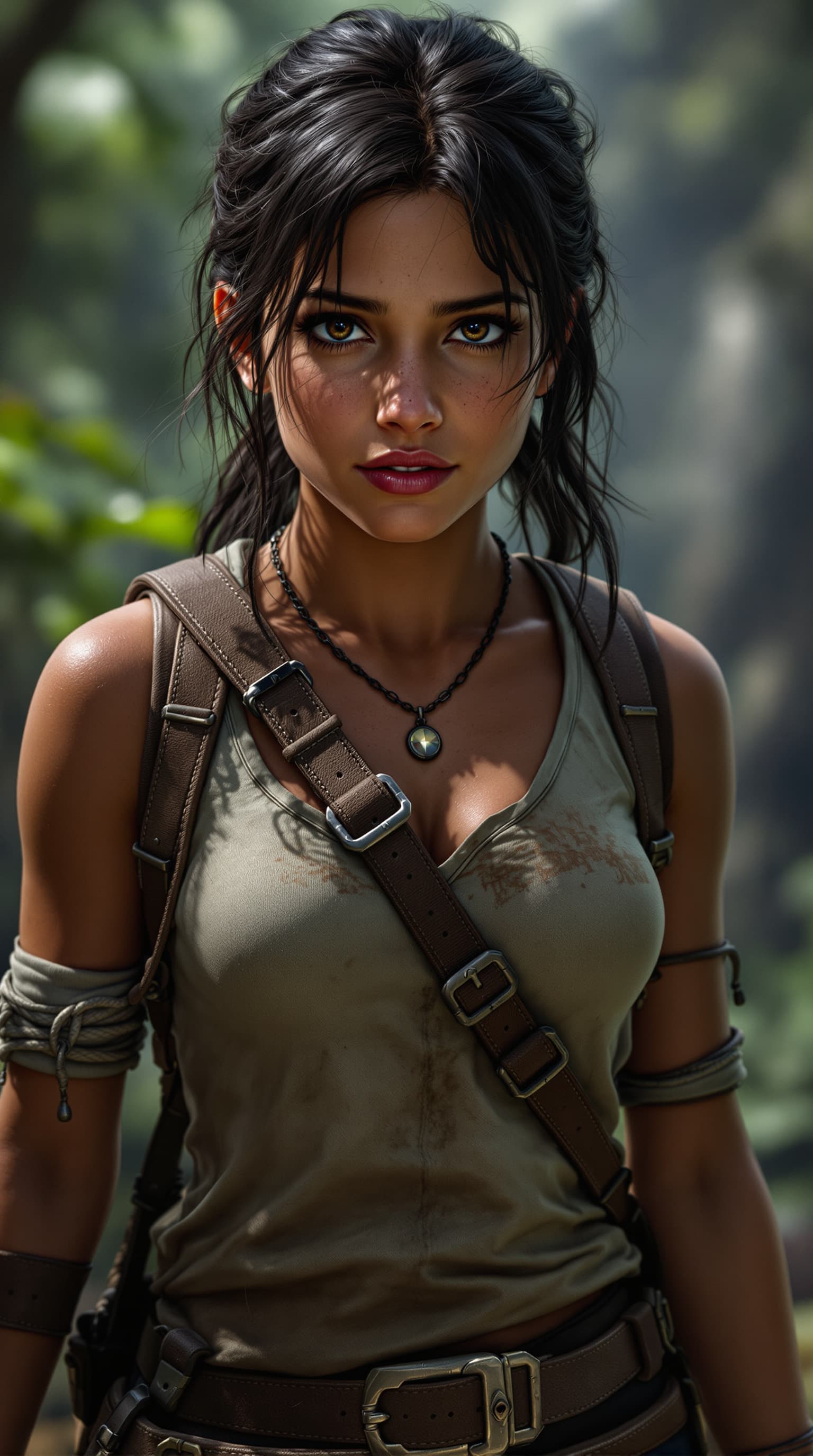 AI generated: A hyper-realistic depiction of twelve old Chloe Frazer Uncharted: The Lost Legacy



