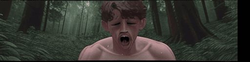 AI generated: beautiful boy in forest, crying, dick fucking ass, covered in cum