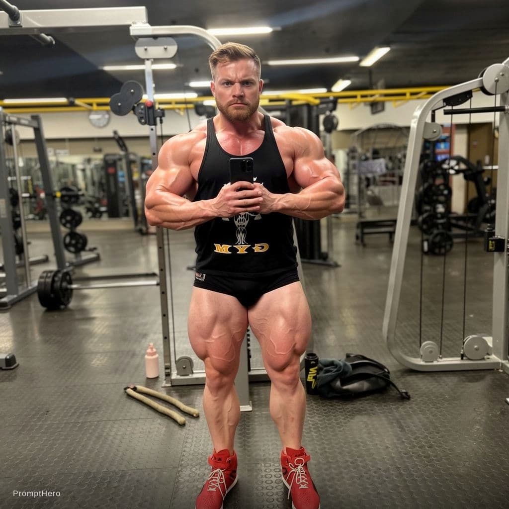 AI generated: RENDER AS A TOP IFBB PRO BODYBUILDER VERY WELL HUNG, MASCULAR, VERY WELL DEFINED VASCULAR PROPORTION...