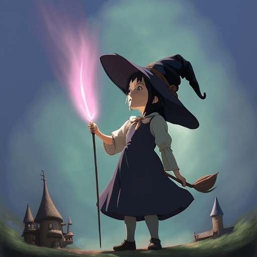 AI generated: Little Witch casting a wonderfull spell, Studio Ghibli, Niji Mode