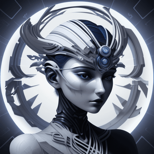AI generated: futurist image illustration of a woman with metal on her head, in the style of intricately sculpted,...
