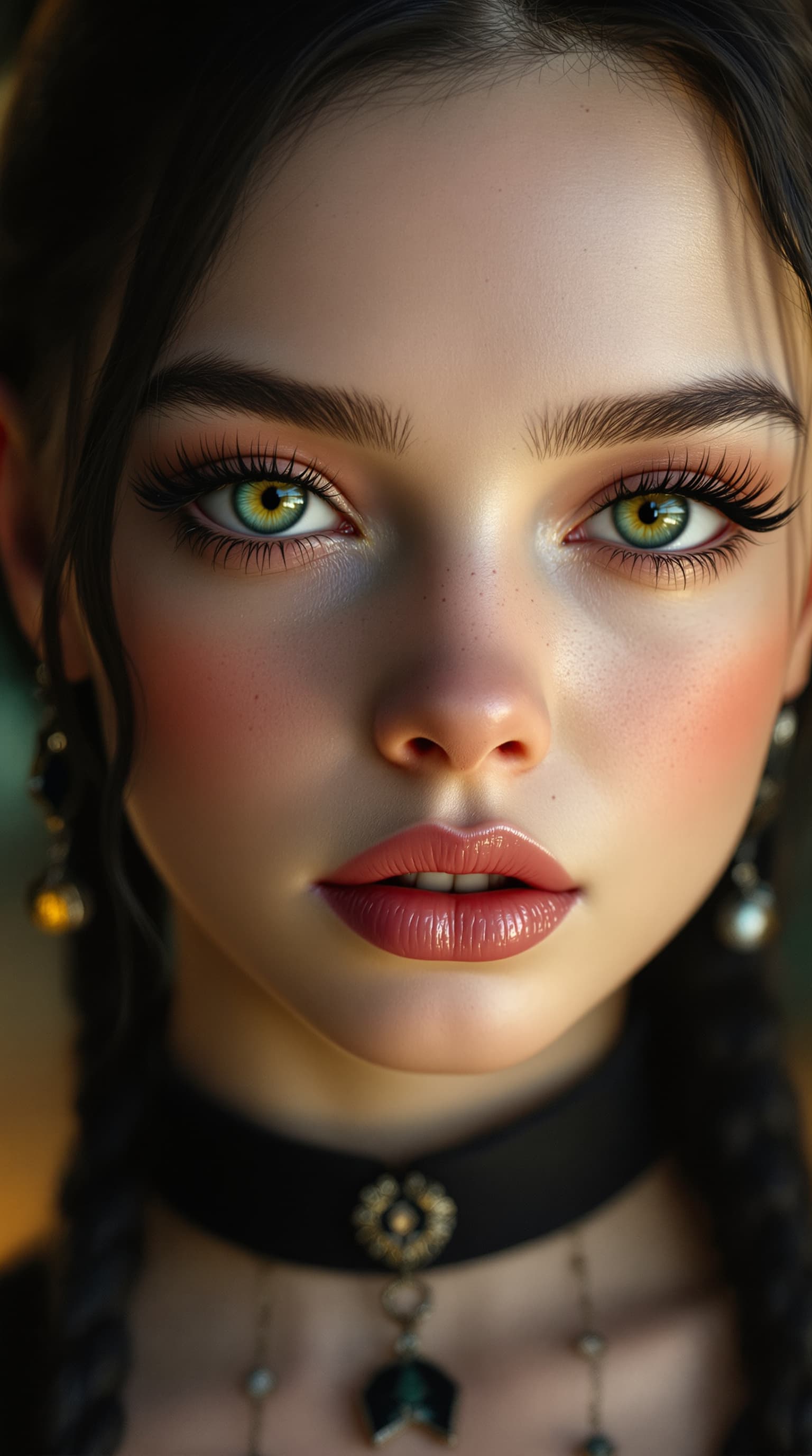 AI generated: A professional hyper-realistic portrayal viewing full-body, of Jenna Ortega as Wednesday Addams, emb...