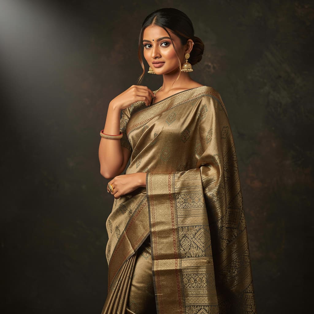 AI generated: GENERATE A MODEL WITH BIG BOOBS INDIAN SIL K TRANSPARENT SAREE WITH CURVES VISIBLE