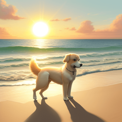AI generated: beach
dawn
dog
adorable
domestic
sun
glowing
soft
rising
illuminated
ai
generative
illustration
digi...