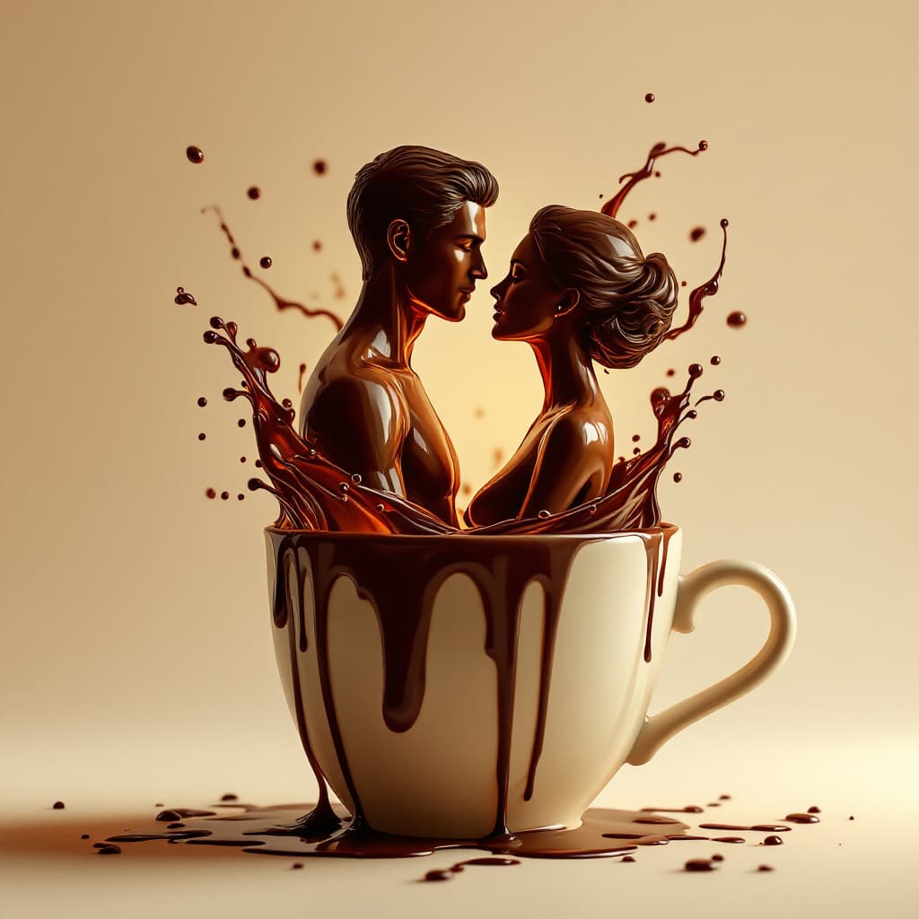 AI generated: “Hyperrealism a surreal and artistic representation of a male and female couple sculpted from liquid...