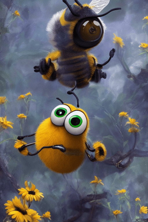 AI generated: Masterpiece, best quality, (just one cute bee:1.2), big eyes, (pixar character:1.2), incredible deta...