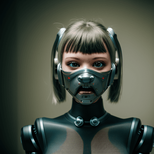 AI generated: Hyperdetailed photo, Mid Shot Photo, yorkie, female, (human:robot:0.2) , opaque mask, grunge, Fujifi...