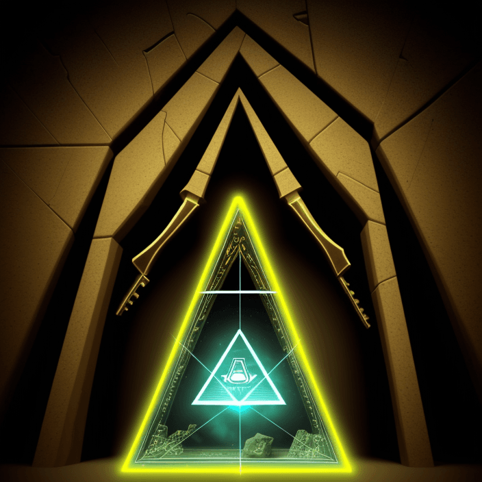 AI generated: The key perfectly fit the pyramid's door as it glowed magically,