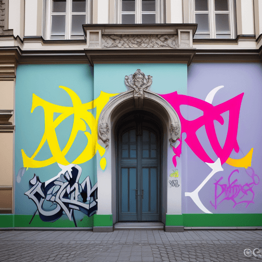 AI generated: ecris 'teeps' in Classic Munich graffiti with bold, bright letters  and architectural details, refle...