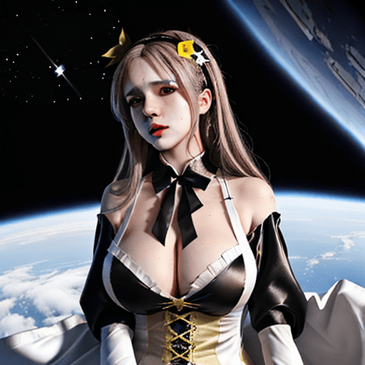 AI generated: Scr from girls Frontline,wearing Capriccio of the pastoral poet costume,bigger chest,drifting throug...