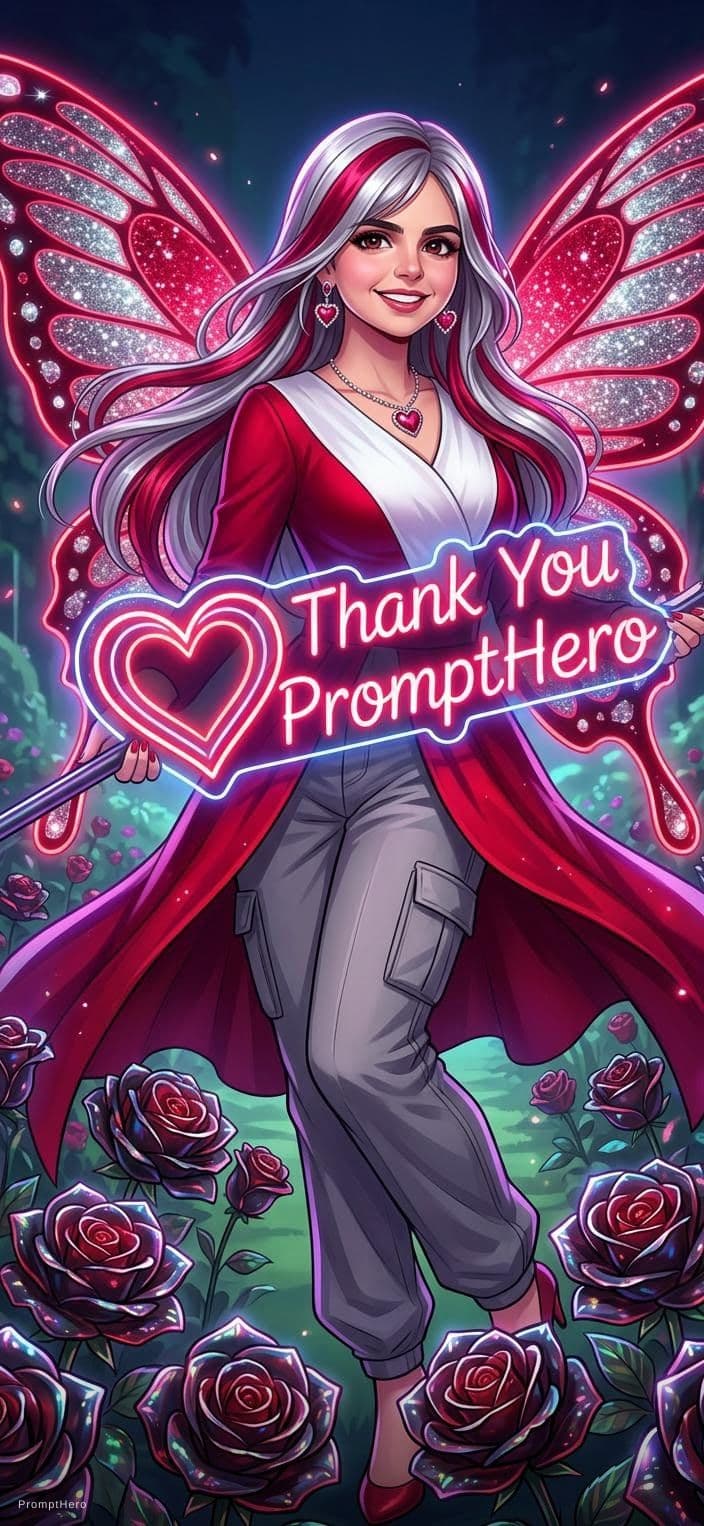 AI generated: In this mesmerizing illustration, a gothic anime woman with striking silver and ruby-red hair, adorn...