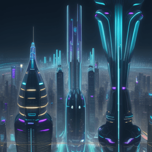 AI generated: a futuristic cityscape with elegant architecture, a developed transport system and a bustling atmosp...