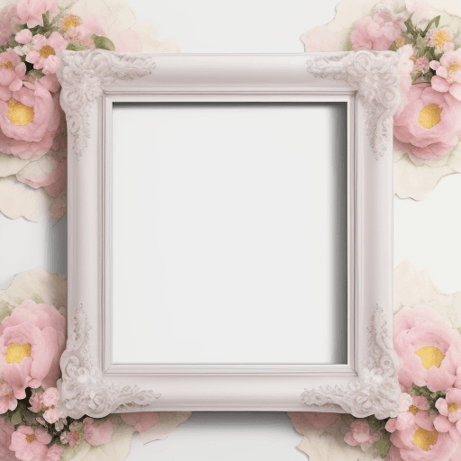 AI generated: Create a frame that is surrounded by flowers with a realistic background that has a perfect colour f...