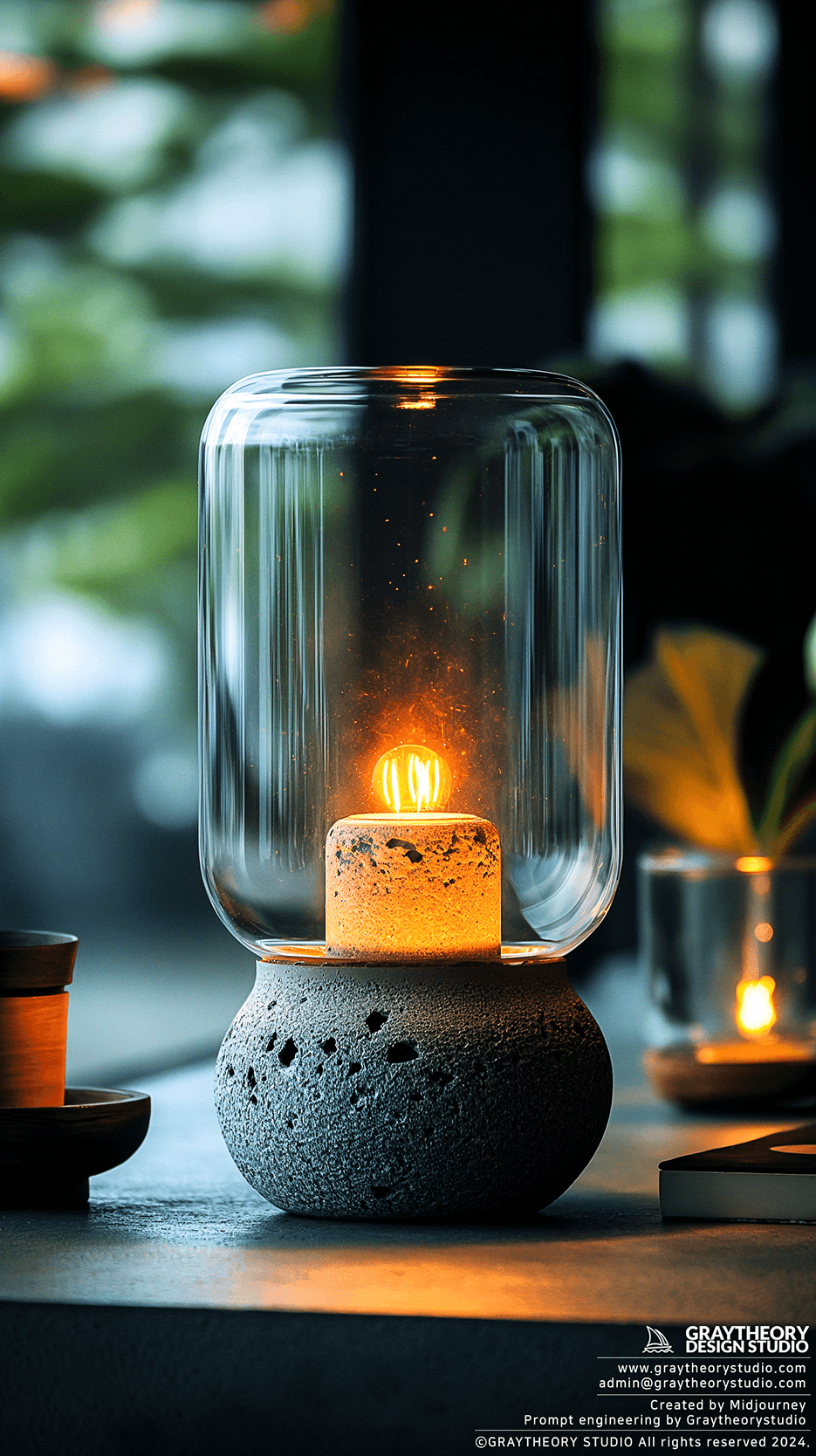 AI generated: photogrpahy, table Lamp, contrast of the background