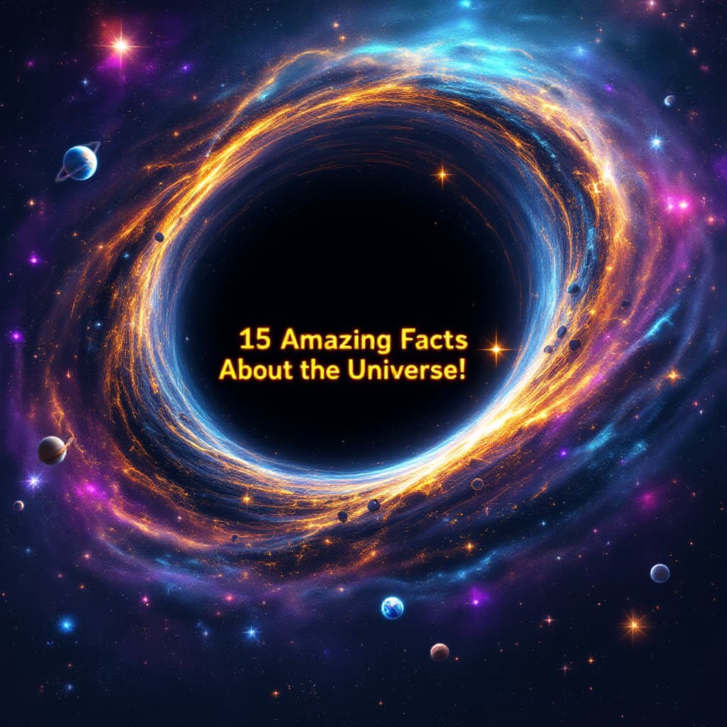 AI generated: "An impressive view of deep space, with a gigantic black hole at the center, surrounded by disks of ...