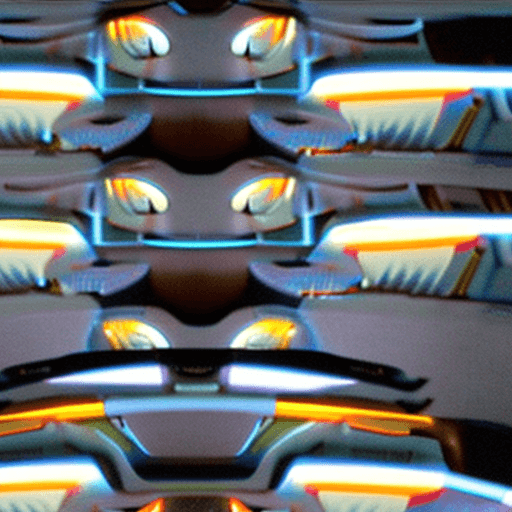 AI generated: Hyper realistic eye level images imagined basses on the movie Tron. 