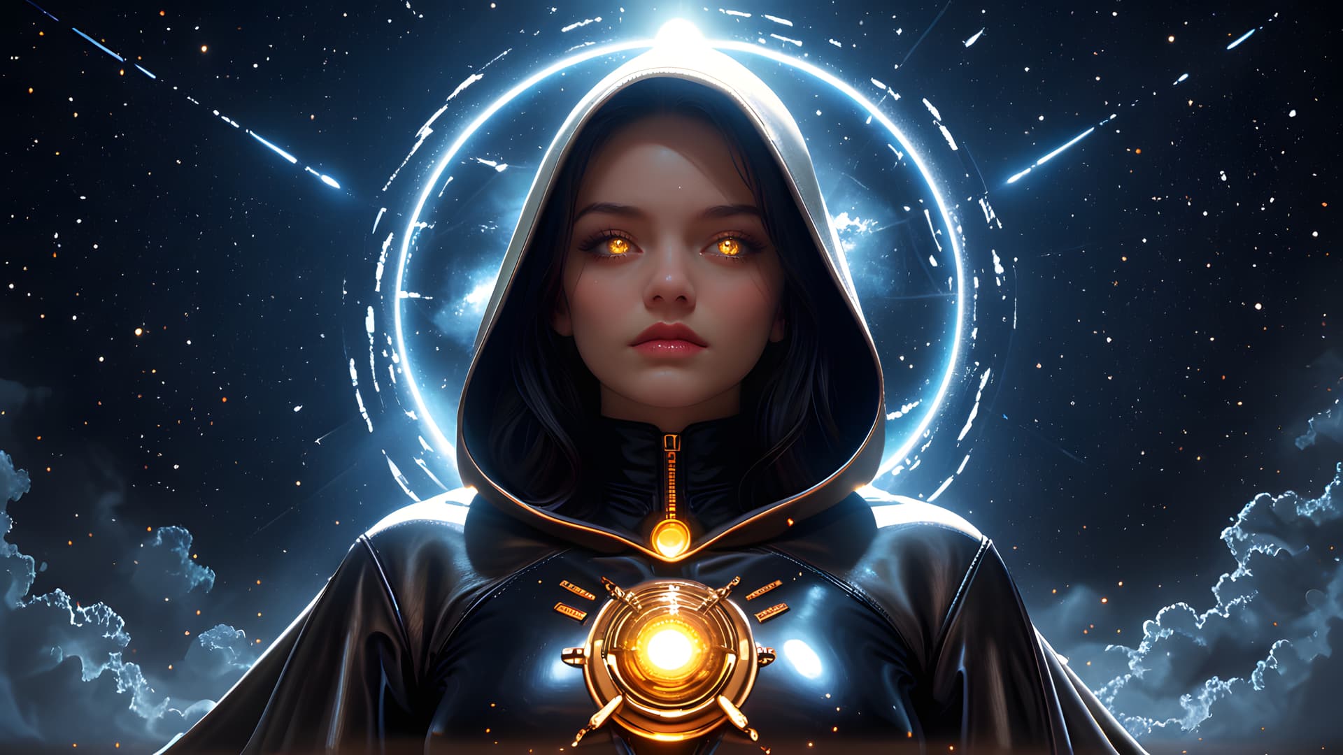 AI generated: Dark fantasy, shadow knights, (( white and gold plug suit, black smoke in plug suit) ), (burning eye...