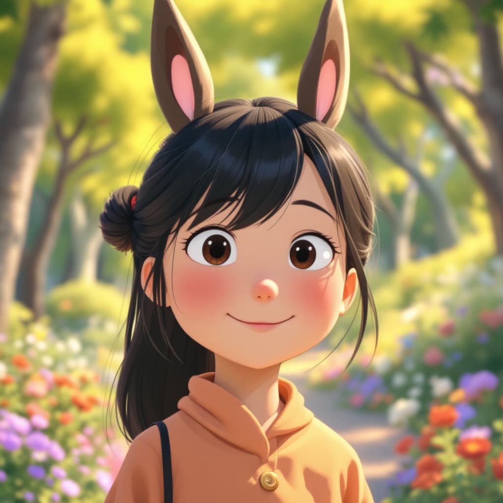 AI generated: make image into a Studio Ghibli-style animated portrait. Use the soft color palette, whimsical backg...
