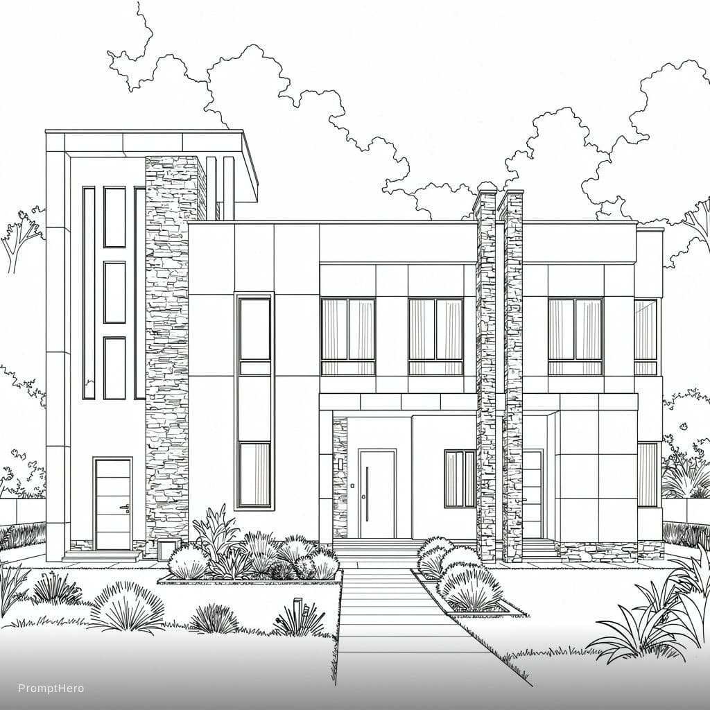 AI generated: Modern building sketch lines 