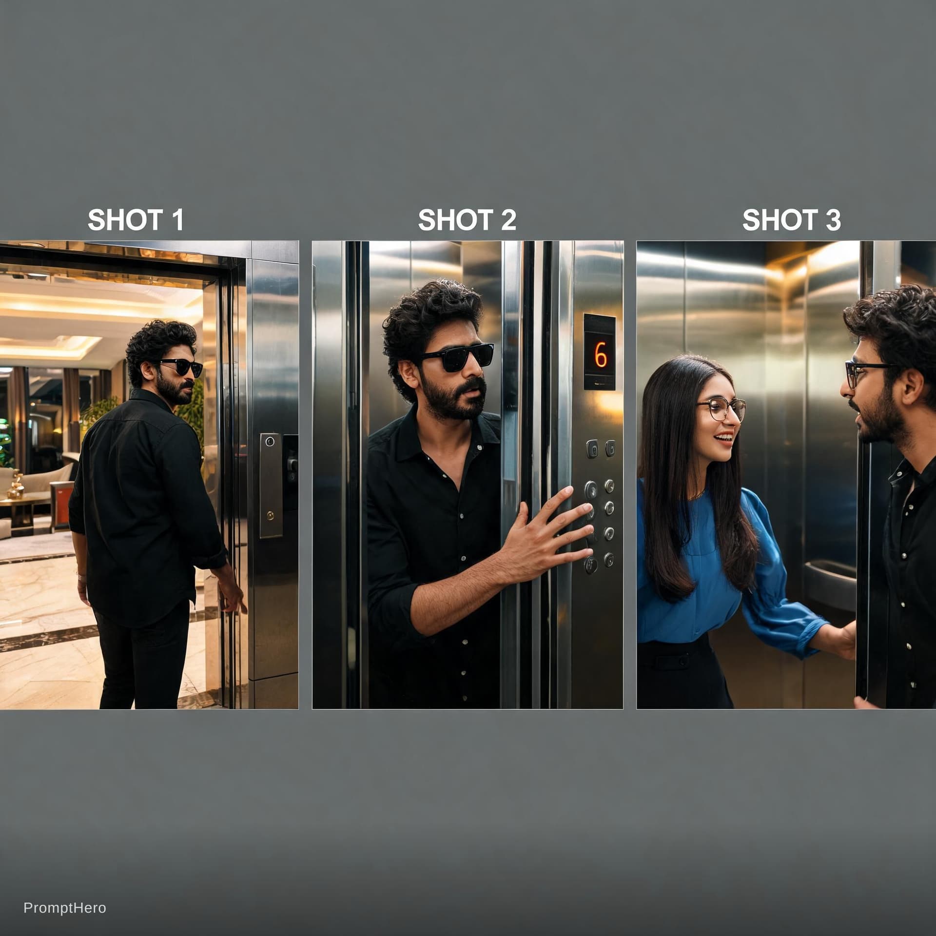 AI generated: A continuous cinematic scene across multiple camera cuts.
A stylish young Indian man with curly hair...