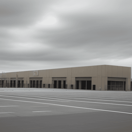 AI generated: giant and empty parking lot. Cloudy day. No building around.