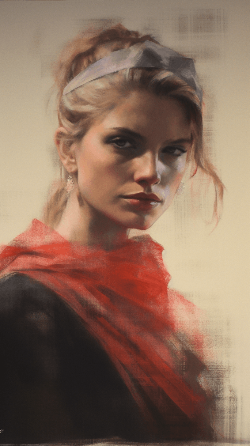 AI generated: Radiant, award-winning portrait painting on paper, showcasing the allure of a charismatic figure, Ca...