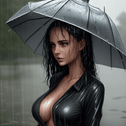 AI generated: wet woman in the rain