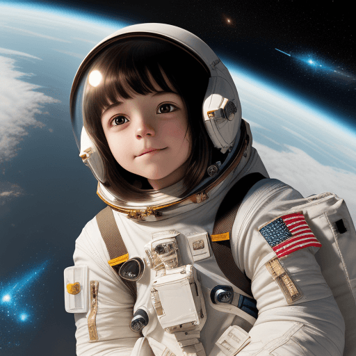 AI generated: A girl with a dream of going to space one day and a bright future at head of her 