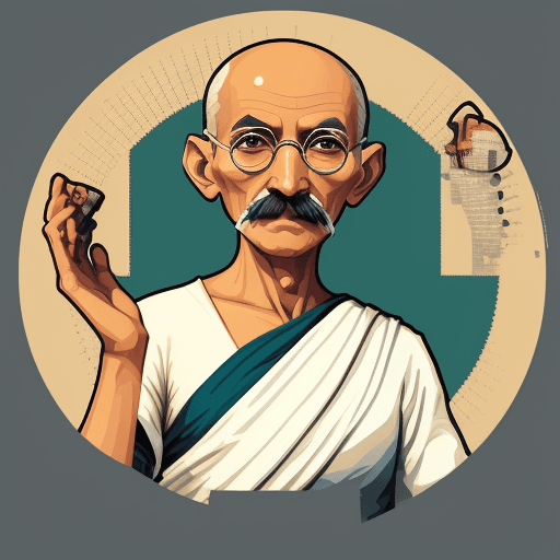 AI generated: Mahatma Gandhi large pixle cryptopunks Pixleart with round glasses 