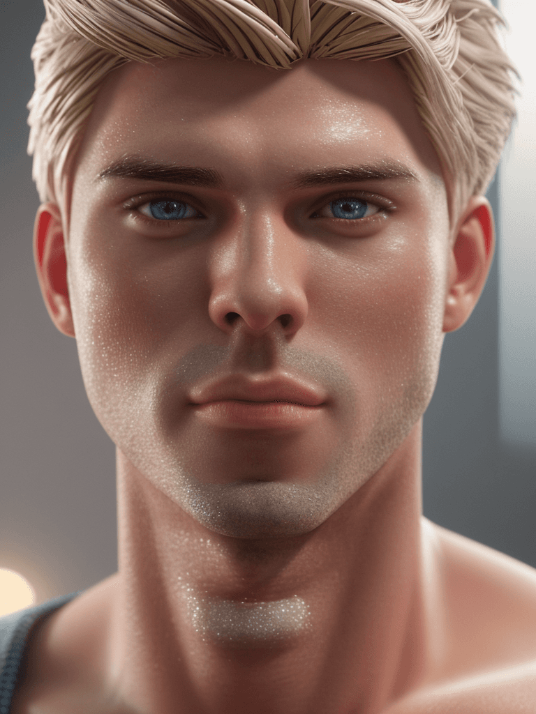 AI generated: a Ken from Barbie character, photorealistic, octane render, hyperrealistic, (skindentation:1. 3), (p...