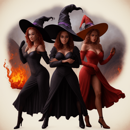 AI generated: Mysterious Witches of the Burning Volcano